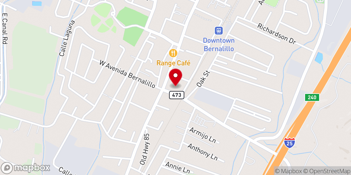 Map showing location of Bernalillo Independent Baptist Church