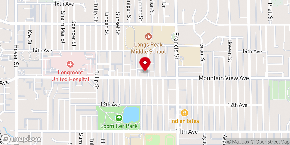 Map showing location of Vineyard Longmont Church
