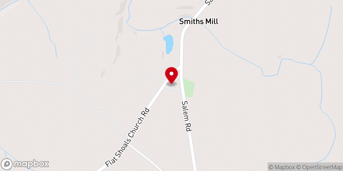 Map showing location of Flat Shoals Church