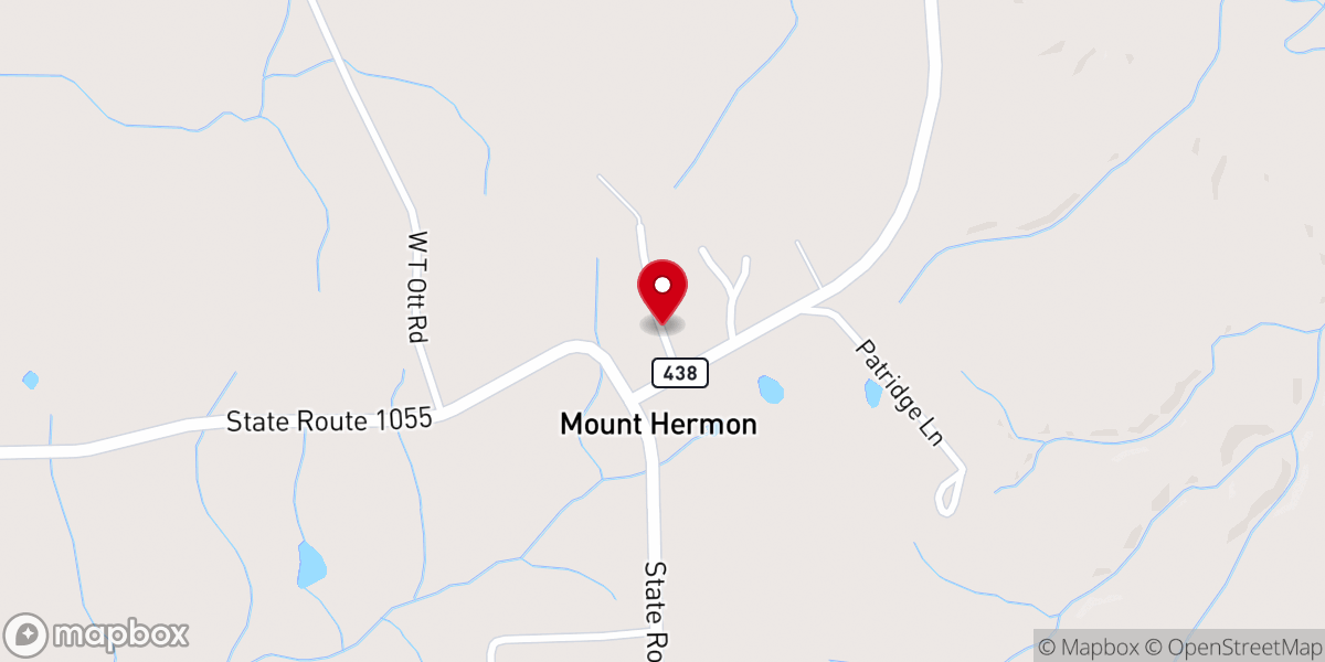 Map showing location of United Methodist Church-Mt Hermon