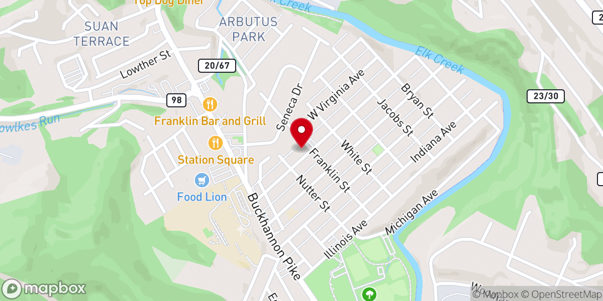 Map showing location of First Baptist Church
