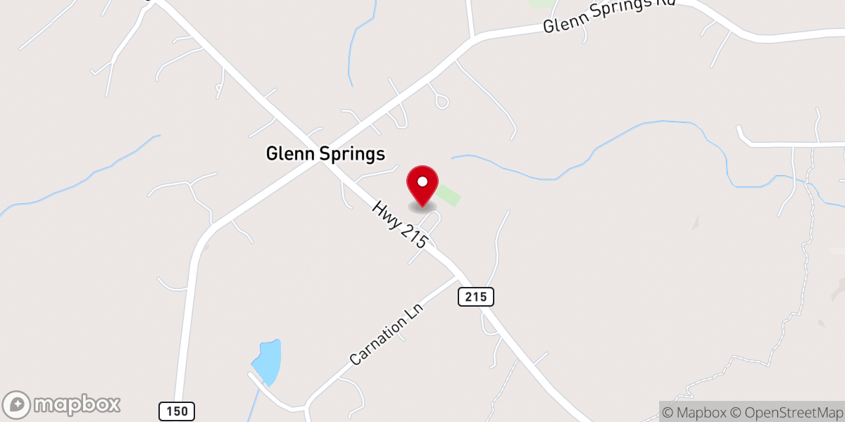 Map showing location of Glenn Springs Presbyterian Church