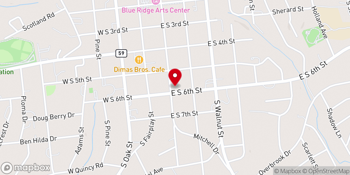 Map showing location of Heart Land Baptist Church