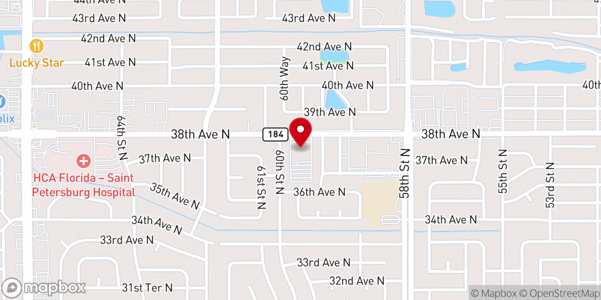 Map showing location of Northside Baptist Church