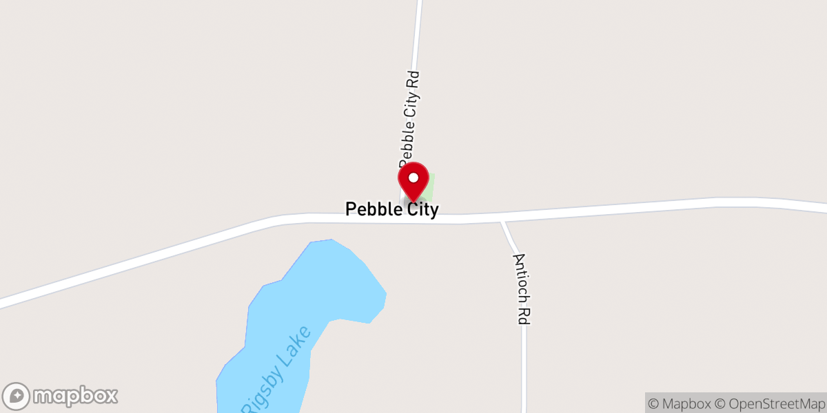 Map showing location of Pebble City Church