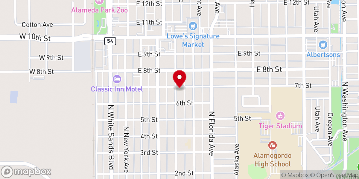 Map showing location of Asambleas De Dios, Alamogordo