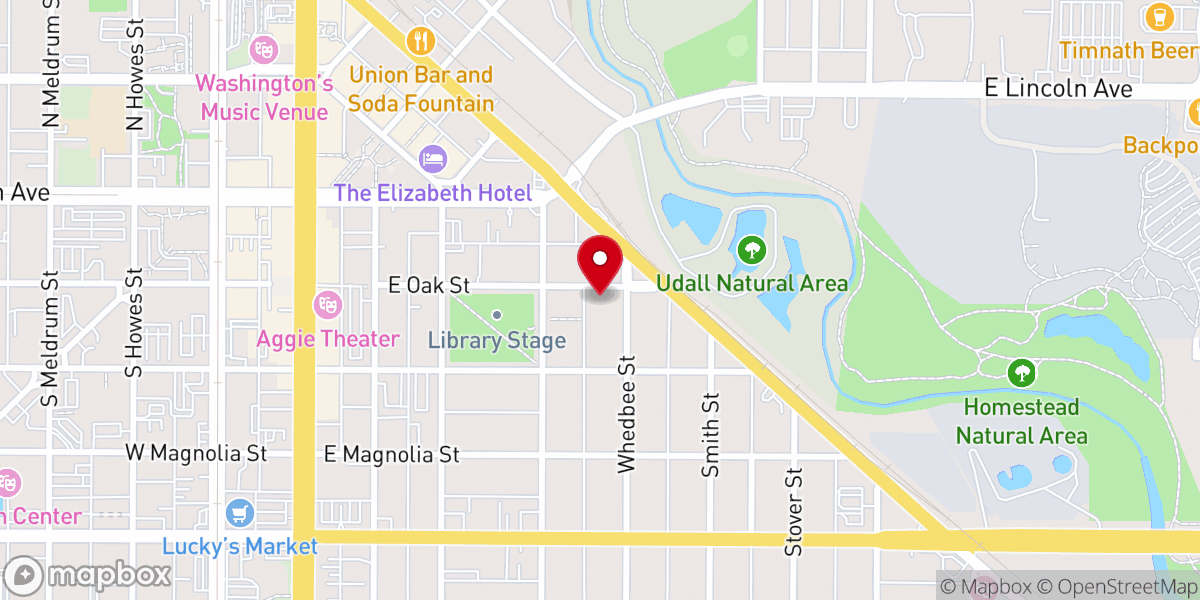 Map showing location of Two Rivers Church, Fort Collins