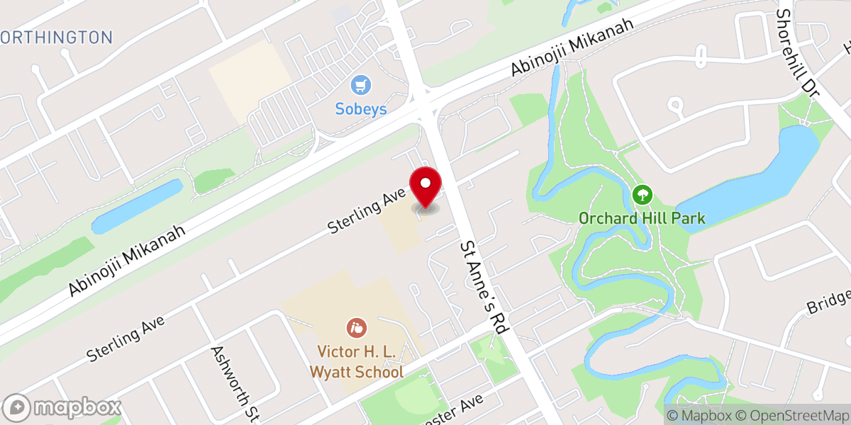Map showing location of St. Emile Catholic Church