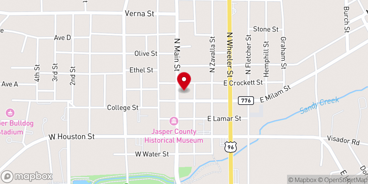 Map showing location of First Baptist Church of Jasper