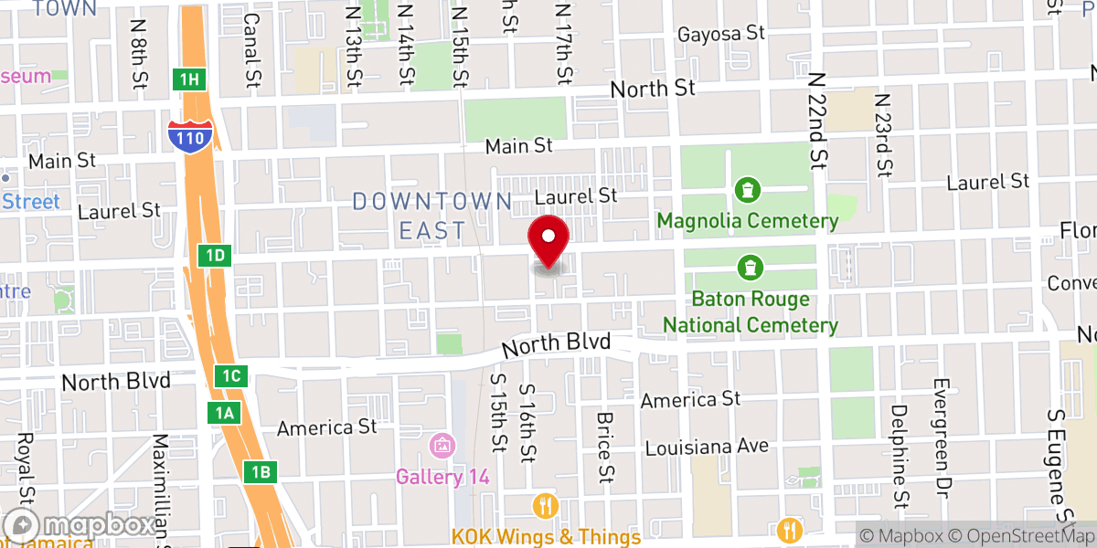 Map showing location of The Society of St. Vincent de Paul Baton Rouge