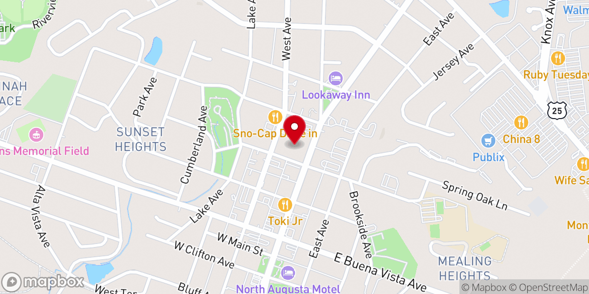 Map showing location of First Baptist Church of North Augusta