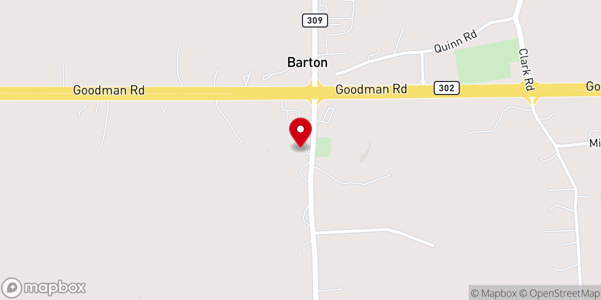 Map showing location of Barton United Methodist Church