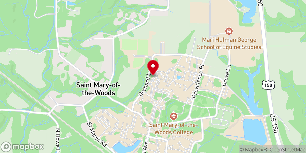 Map showing location of Our Lady of Lourdes Grotto at the Lodge