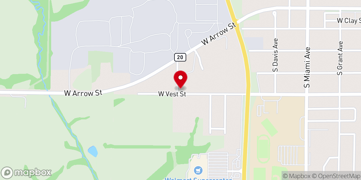 Map showing location of Marshall Baptist Temple