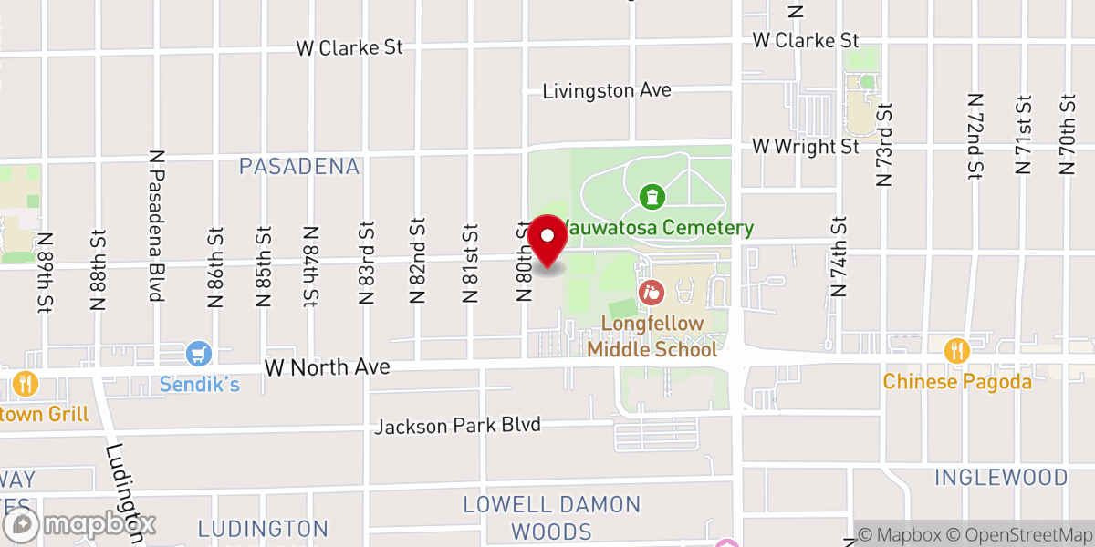 Map showing location of Wauwatosa Presbyterian Church