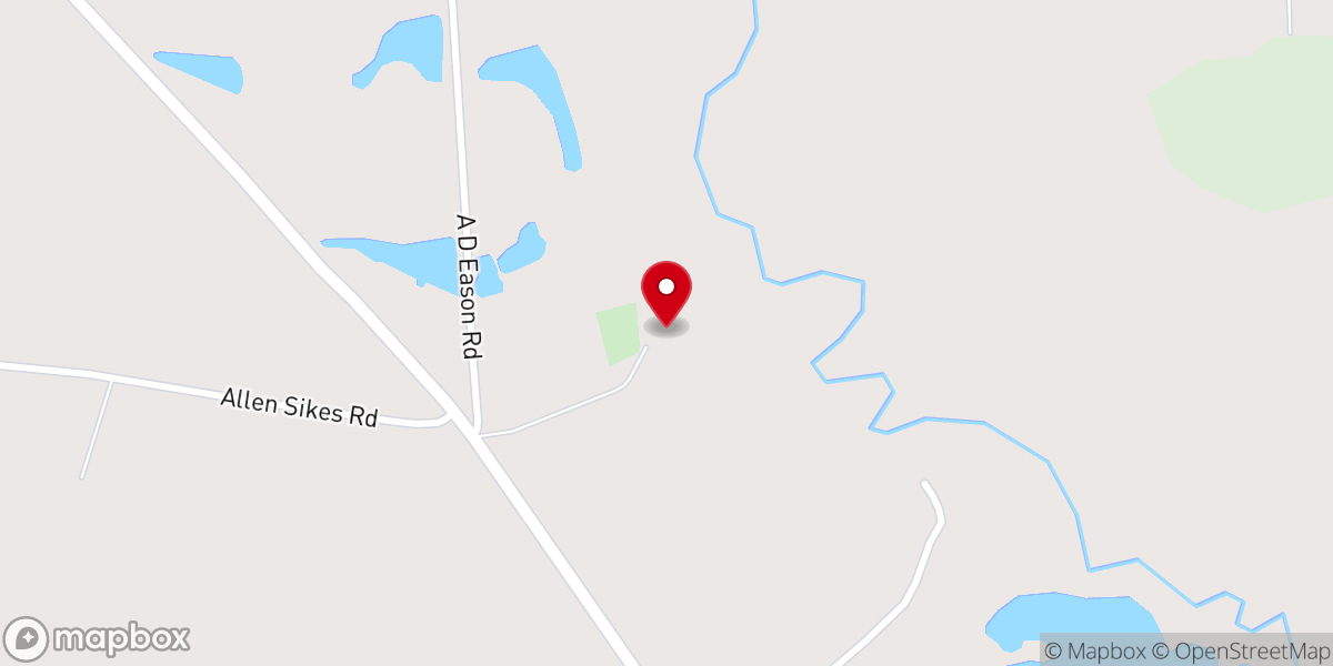 Map showing location of Canoochee Church