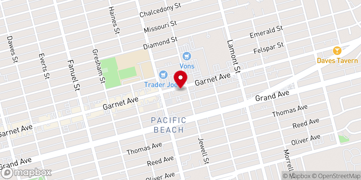 Map showing location of Pacific Beach Presbyterian Church