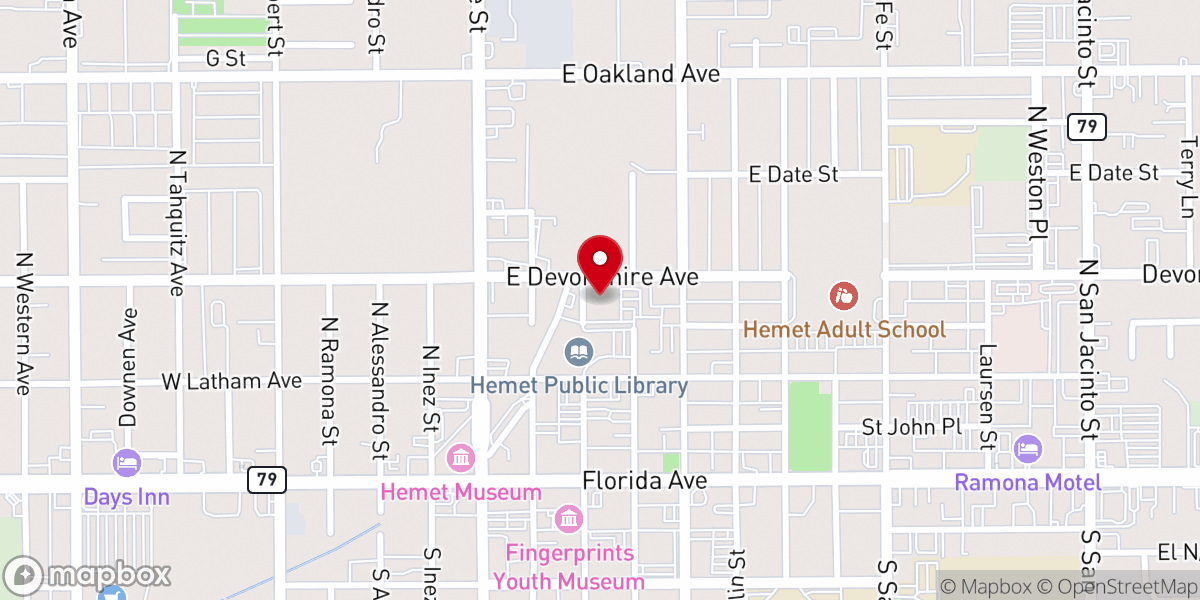 Map showing location of Victory Outreach