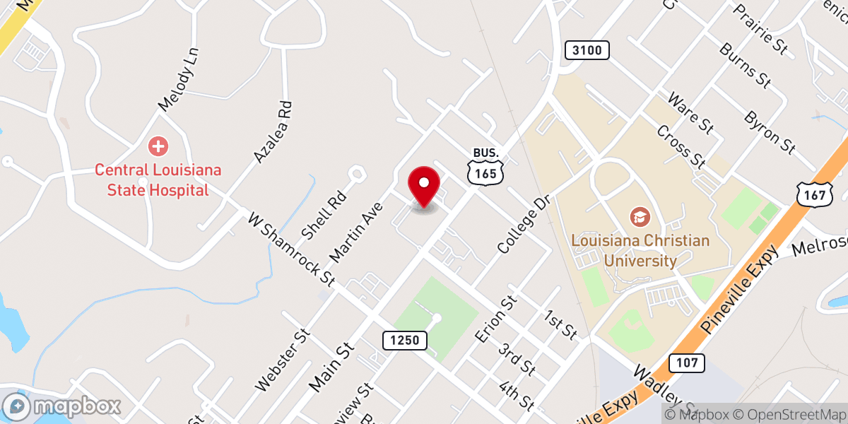 Map showing location of First Baptist Church Pineville