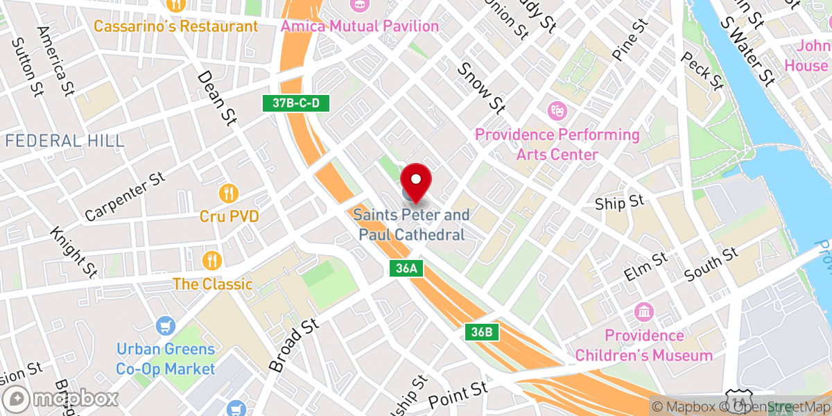 Map showing location of Roman Catholic Diocese of Providence