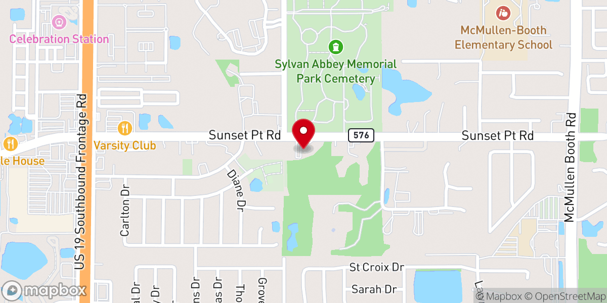 Map showing location of Sylvan Abbey Church