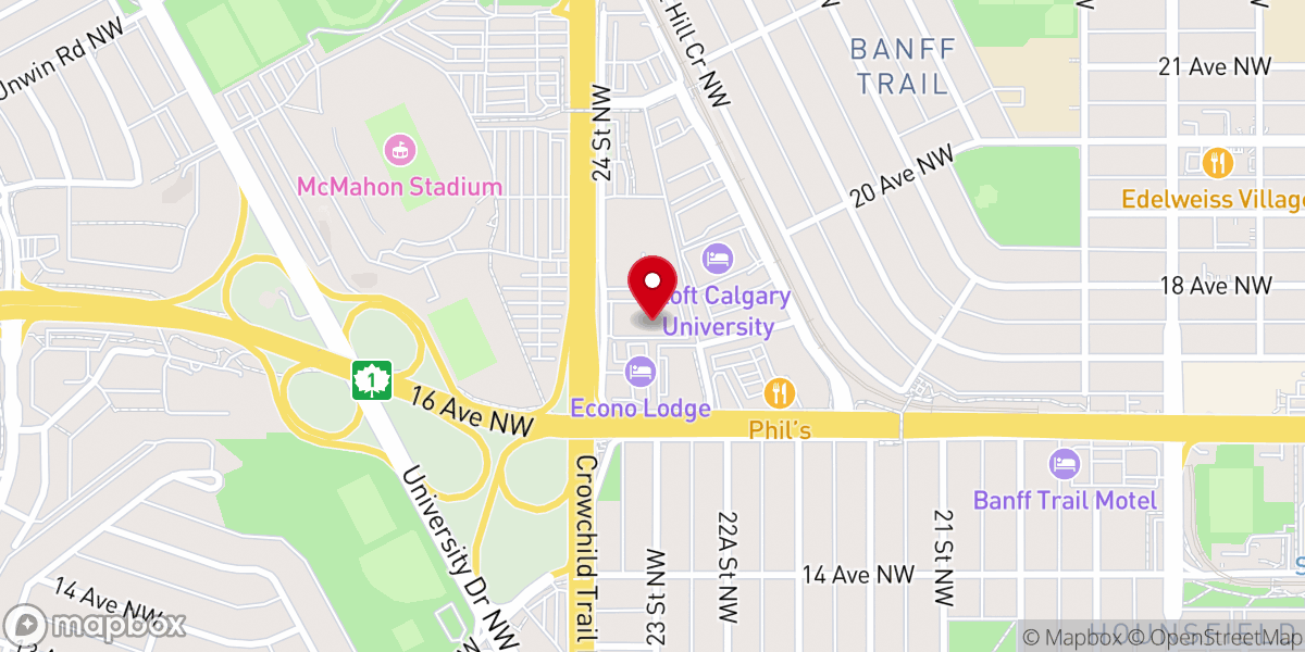 Map showing location of PHOCAL Church - The Potter’s House Calgary
