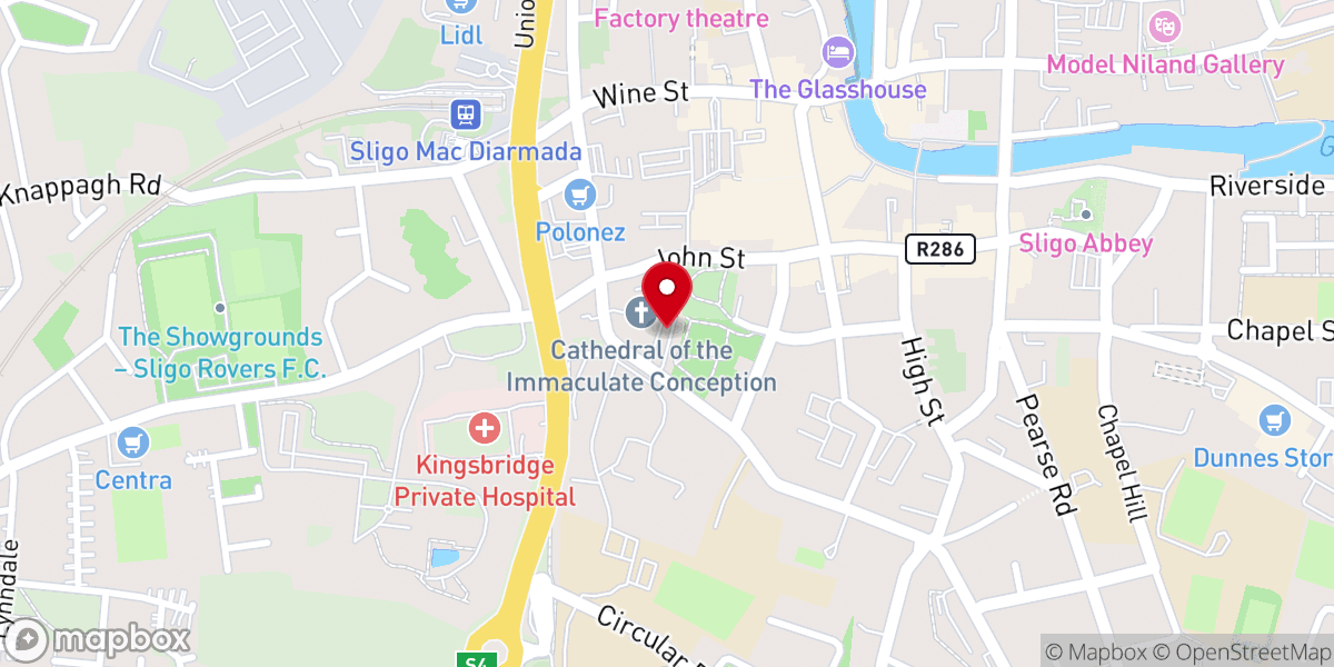 Map showing location of Cathedral
