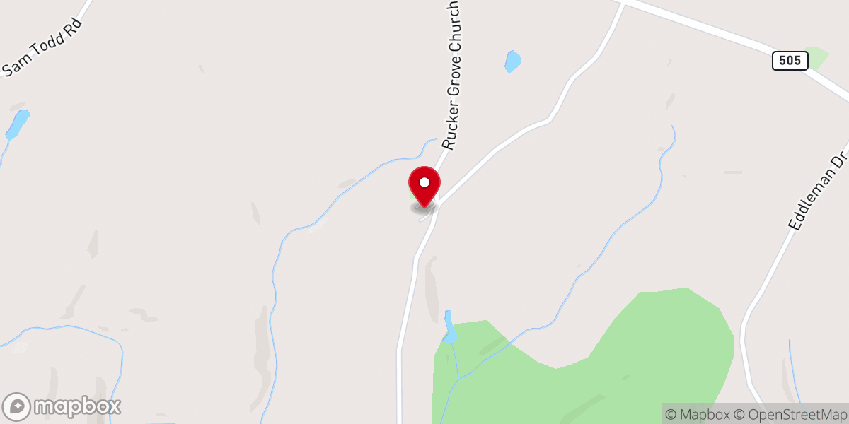Map showing location of Ruckers Grove Church