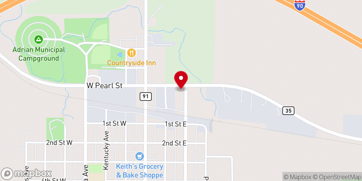 Map showing location of Adrian First Baptist Church