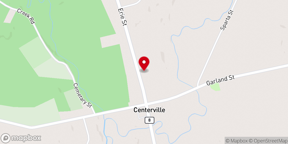 Map showing location of Centerville Baptist Church