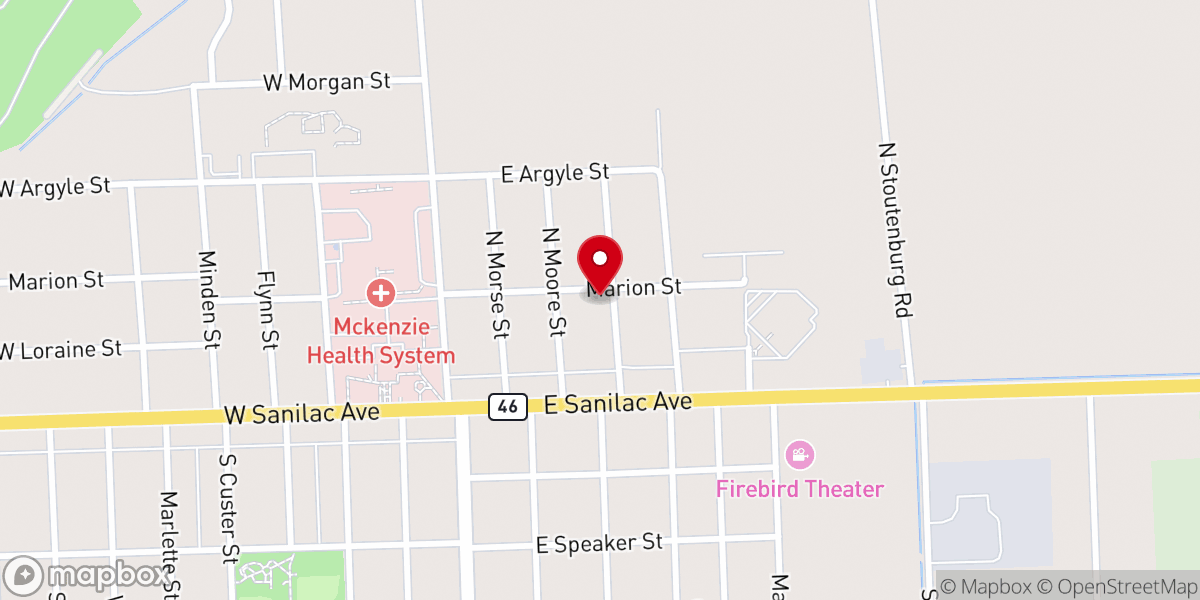 Map showing location of Sandusky Church of the Nazarene