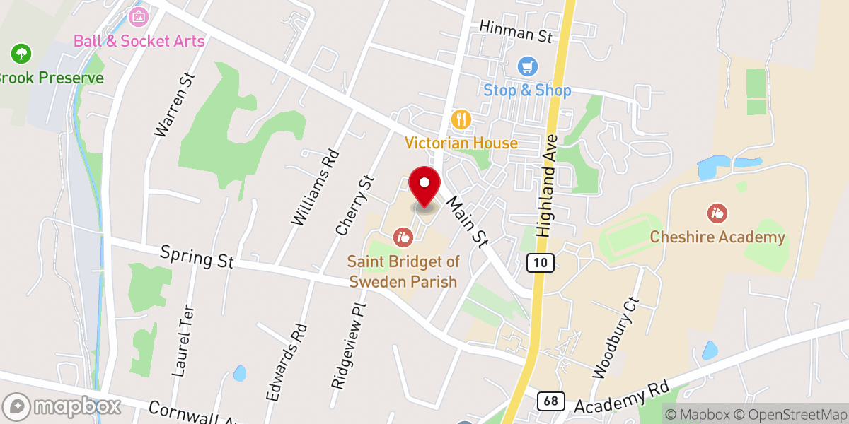 Map showing location of Saint Bridget of Sweden Church