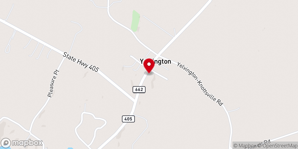 Map showing location of Yelvington Baptist Church