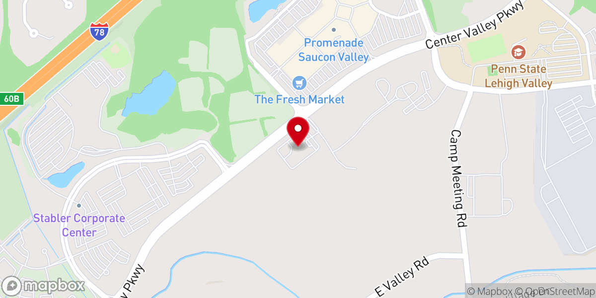 Map showing location of Life Church Center Valley