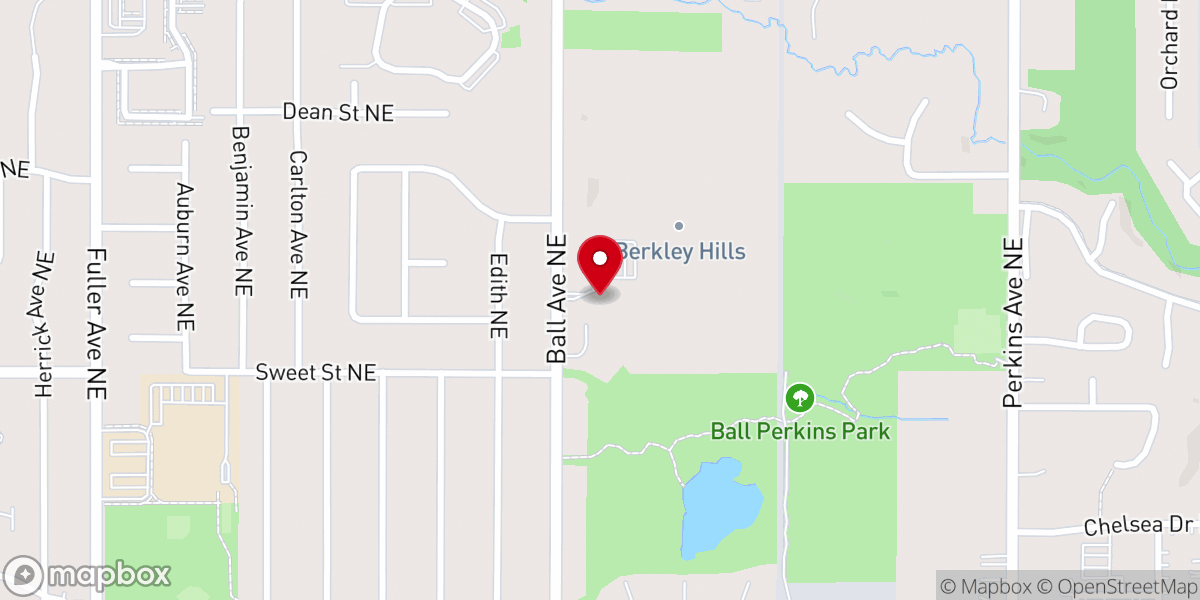 Map showing location of Berkley Hills Church