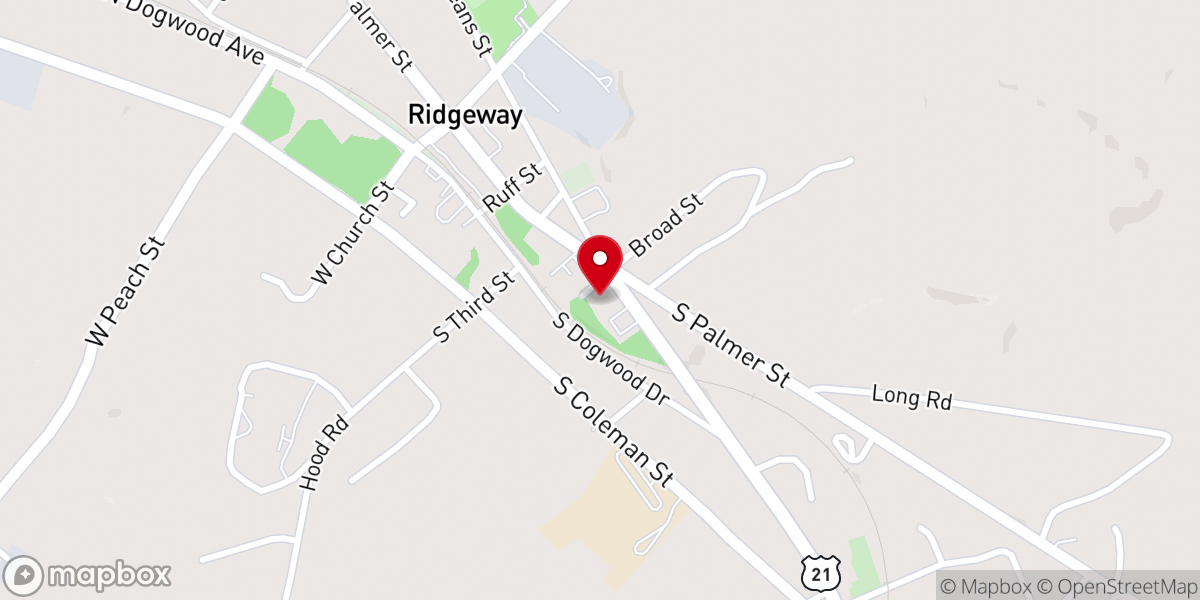 Map showing location of Ruff's Chapel