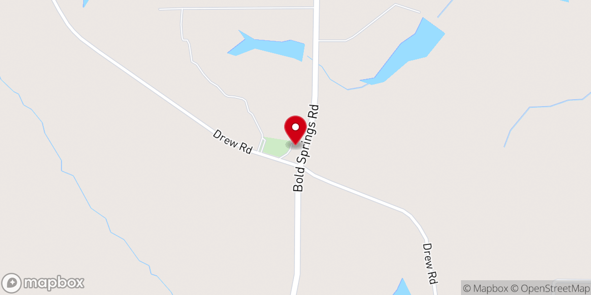 Map showing location of Bold Springs United Methodist Church