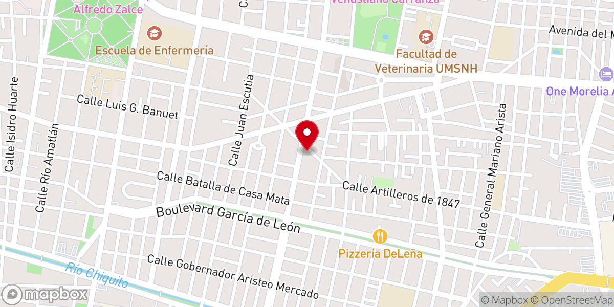 Map showing location of Templo Corazón de Maria