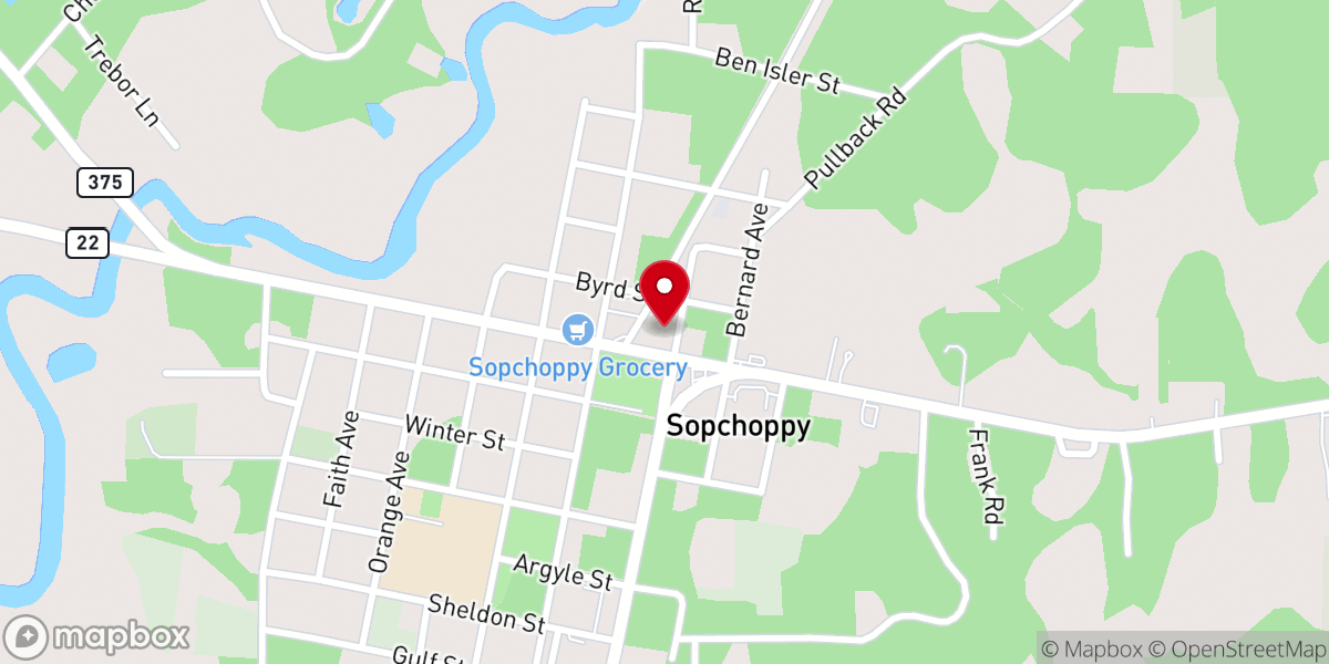 Map showing location of Sopchoppy Community Dinner