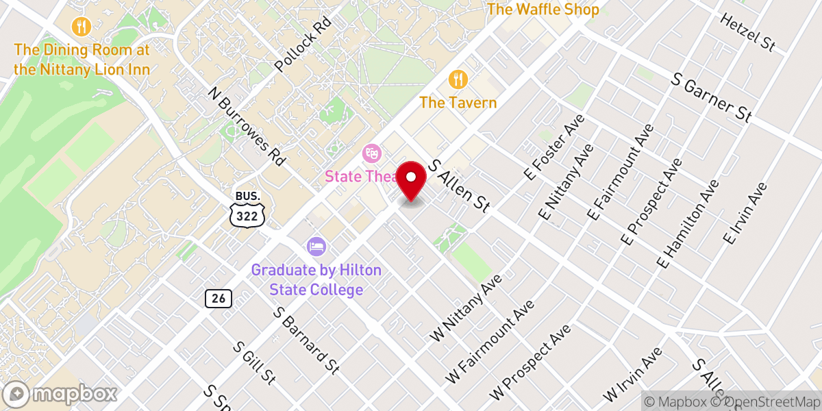Map showing location of State College Presbyterian Church Columbarium
