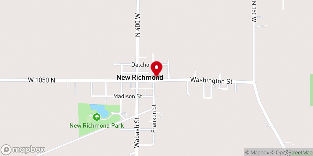Map showing location of New Richmond Christian Church