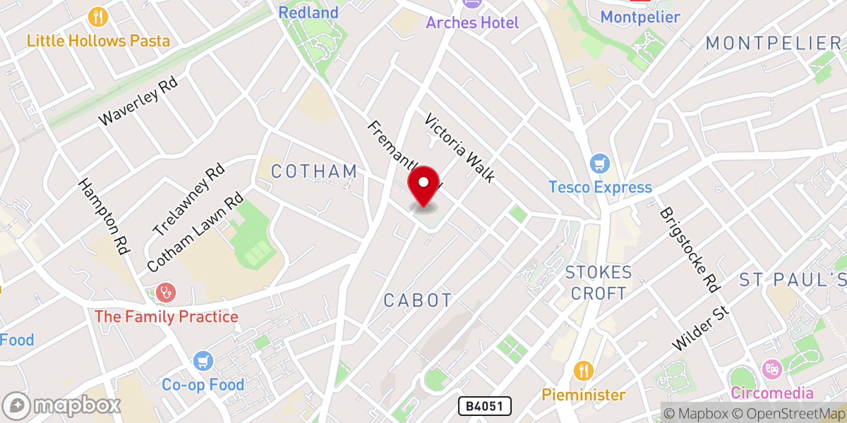 Map showing location of St Matthew & St Nathanael's Church