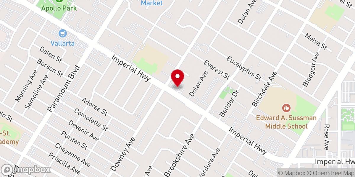 Map showing location of Downey Church of Christ