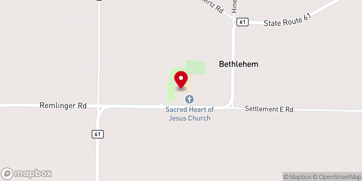 Map showing location of Sacred Heart Catholic School