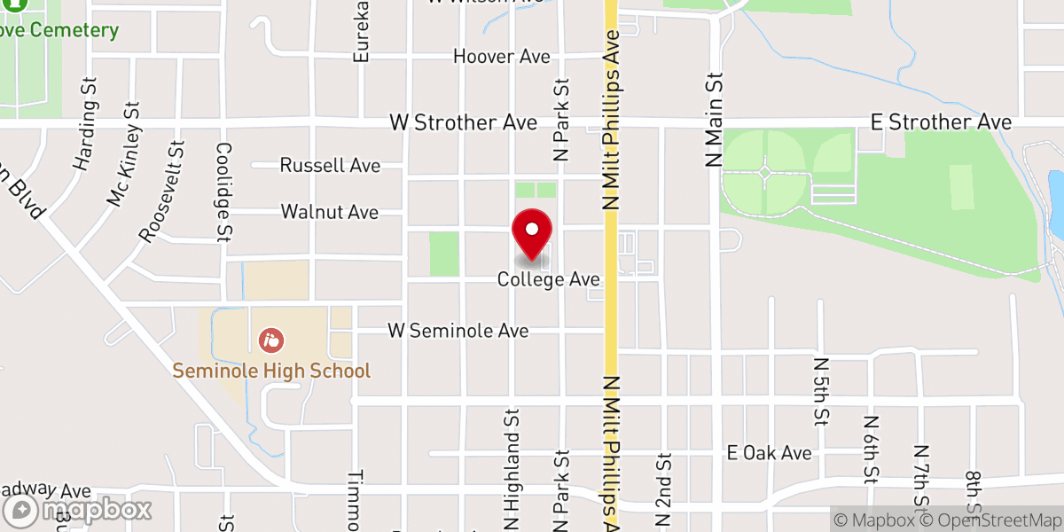 Map showing location of Seminole New Age Outreach