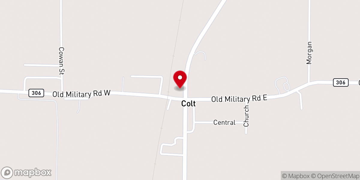Map showing location of Tri-County Baptist Association
