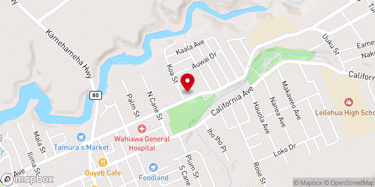 Map showing location of Bethel Bible Church of Wahiawa