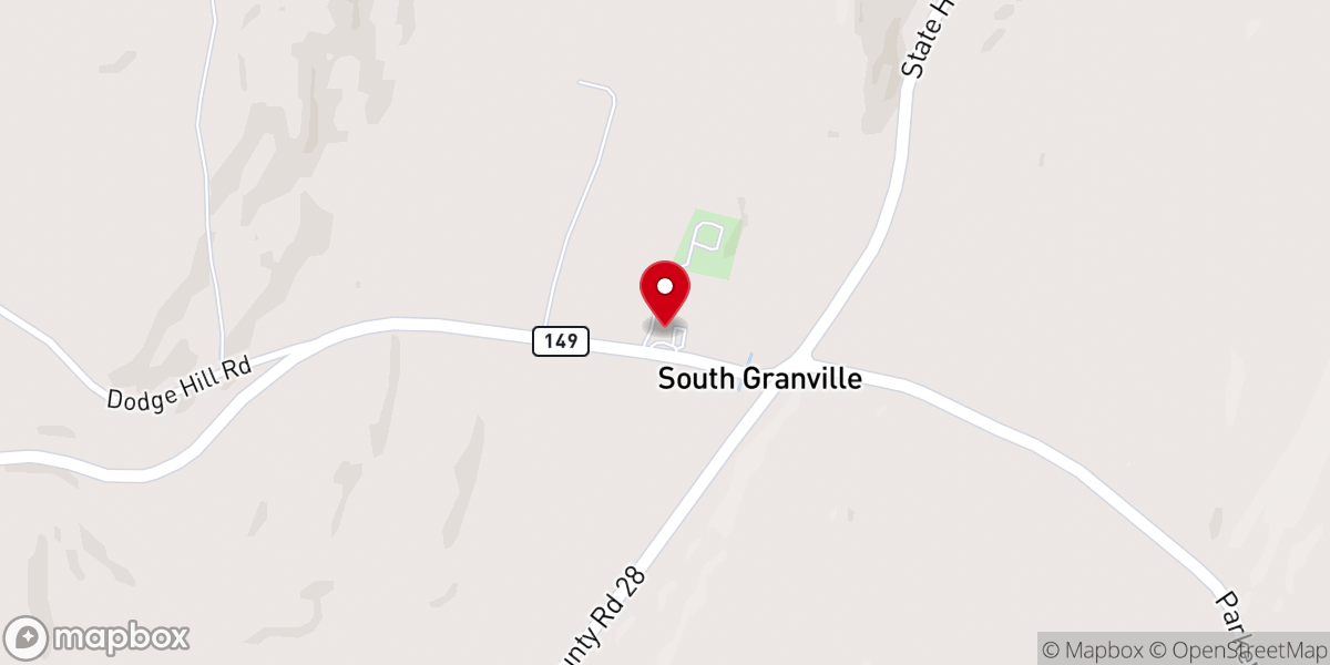 Map showing location of South Granville Congregational Church