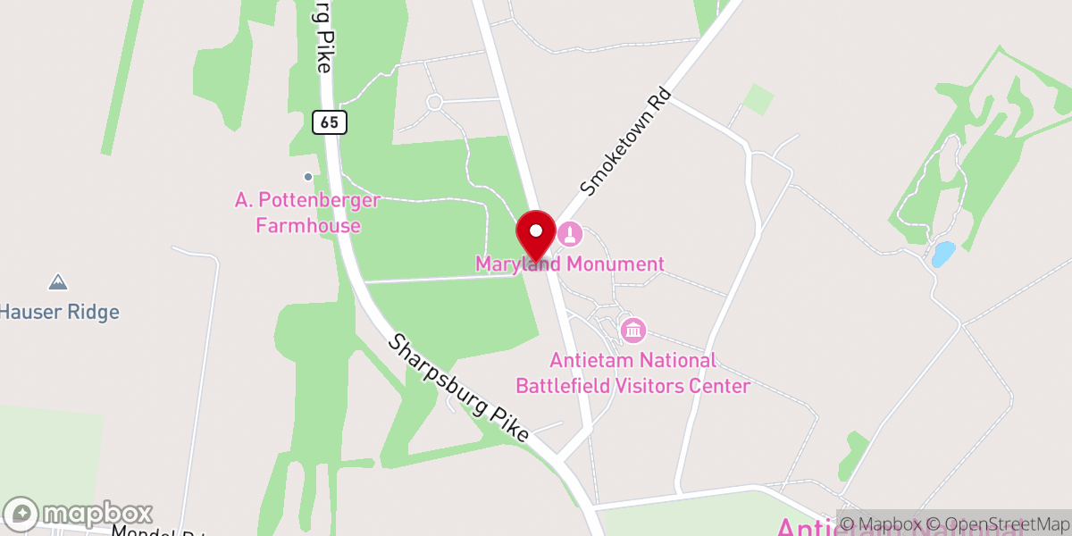 Map showing location of Dunker Church