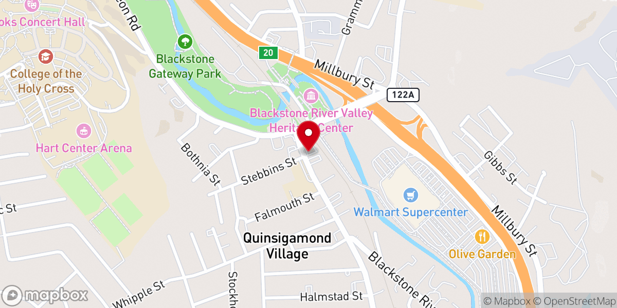 Map showing location of Pentecost International Worship Center Worcester